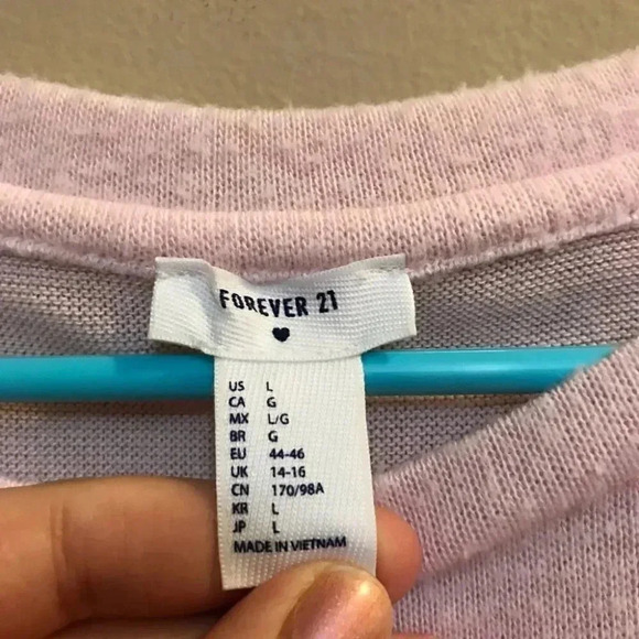 Forever 21 Womens Size Large Long Sleeve Cropped Sweater Pink Pancakes - Picture 4 of 7